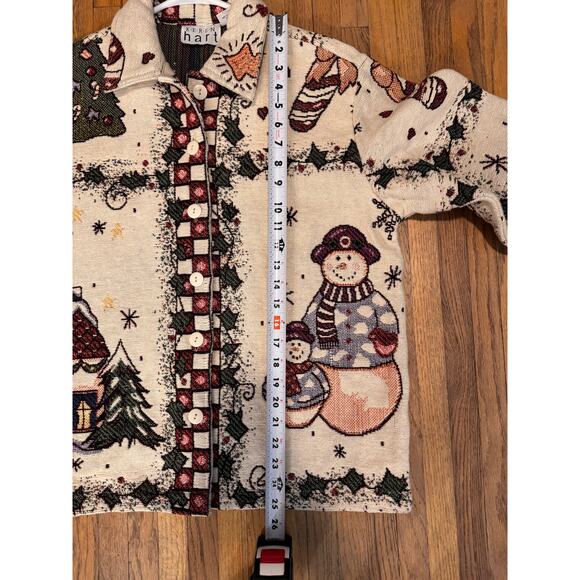Vintage Keren Hart Tapestry Christmas Holiday Sweater Jacket - Picture 5 of 6